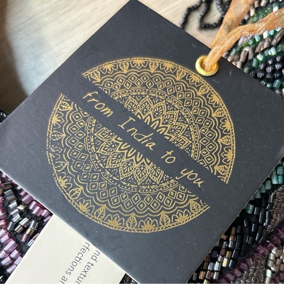 Beaded Hobo Bag With Black Velvet Bow-Pink/Blue/Purple/Black-Viral NWT - Picture 6 of 7